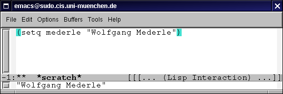 Variable mederle wird auf String "Wolfgang Mederle" gesetzt